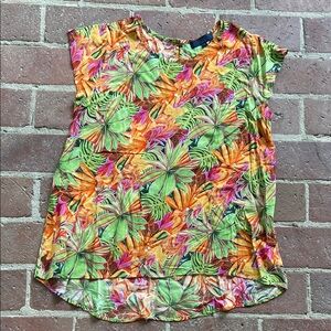 Rachel Roy Tropical Print Women's Cap Sleeve Top